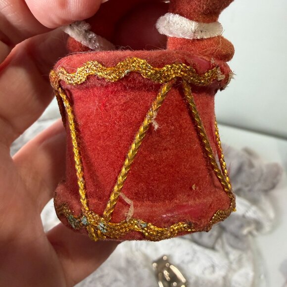 VTG Mr. Christmas Santa Claus Flocked Dancing on Drum Ornament 1972 - Picture 10 of 16
